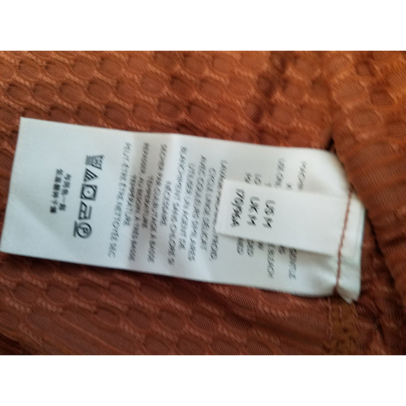 Free People NWT Rusty Orange Sz M Splice Front Wide Cuff Long Sleeve Top - Picture 8 of 12